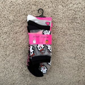 Betsey Johnson Halloween Ghost Socks - Black and White
